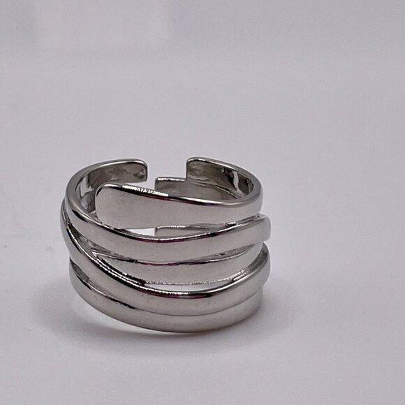 925 Sterling Stamped Adjustable Welded Stacked Wire Adjustable Boho Ring #1310 - Picture 8 of 12